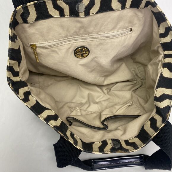 Tory Burch Ella Exotic Geometric Print Fabric Tote Hand Bag  Purse Shoulder Bag - Picture 12 of 15